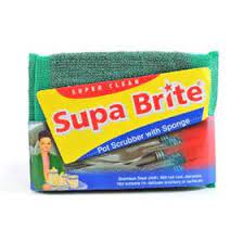 SUPA BRITE POT SCRUBBER WITH SPONGE