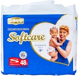 SOFTCARE DIAPERS SIZE S (3-6KG)